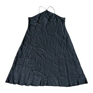 J Crew Collection Black Satin Halter Slip Dress Luster Crepe BR486 Plus 24 Ankle